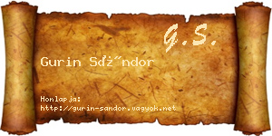 Gurin Sándor névjegykártya